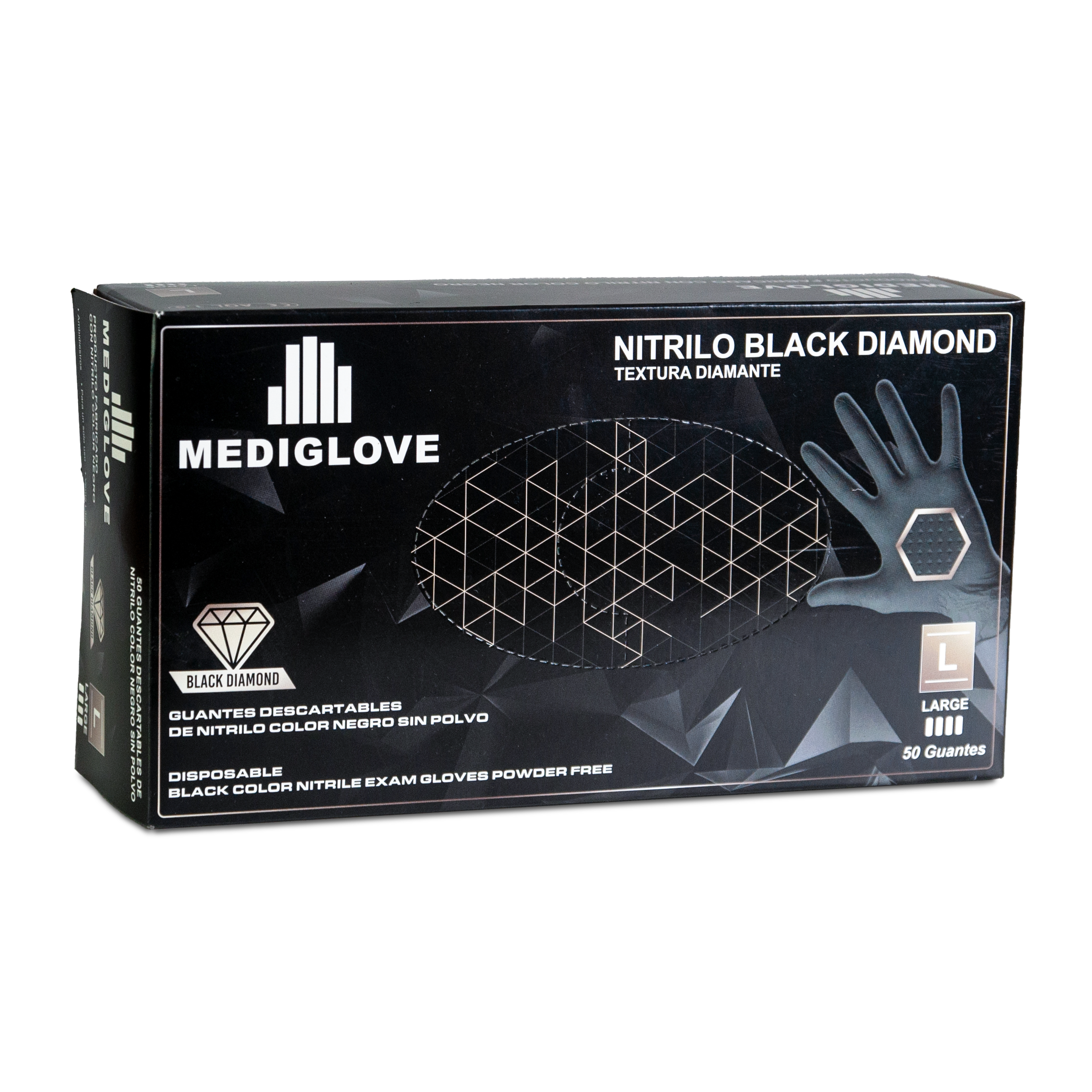 Guantes de Nitrilo BLACK DIAMOND - Textura diamante -(1x50un)