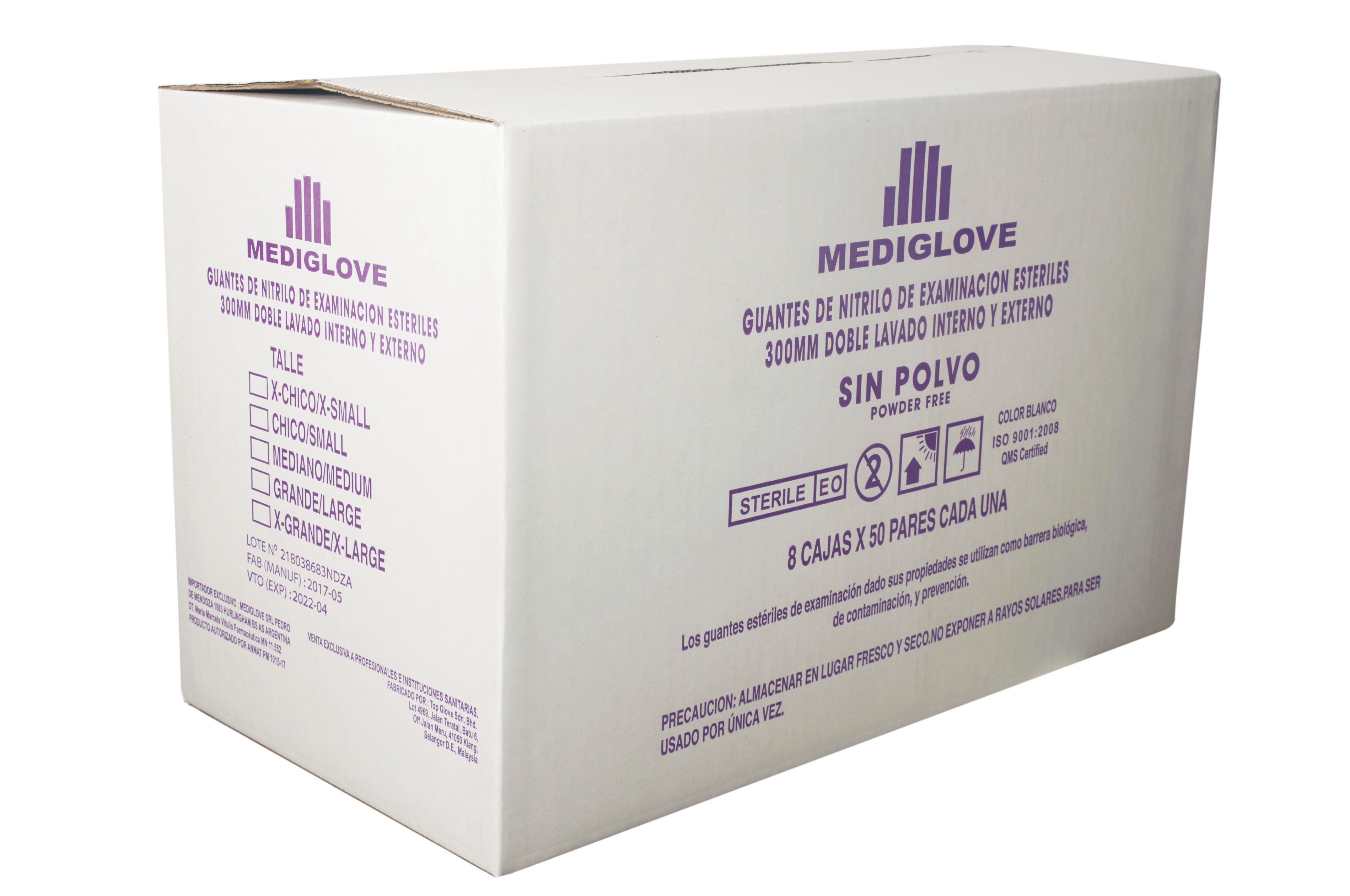 Guantes Estériles Libre De Látex De NITRILO BLANCO - PAR