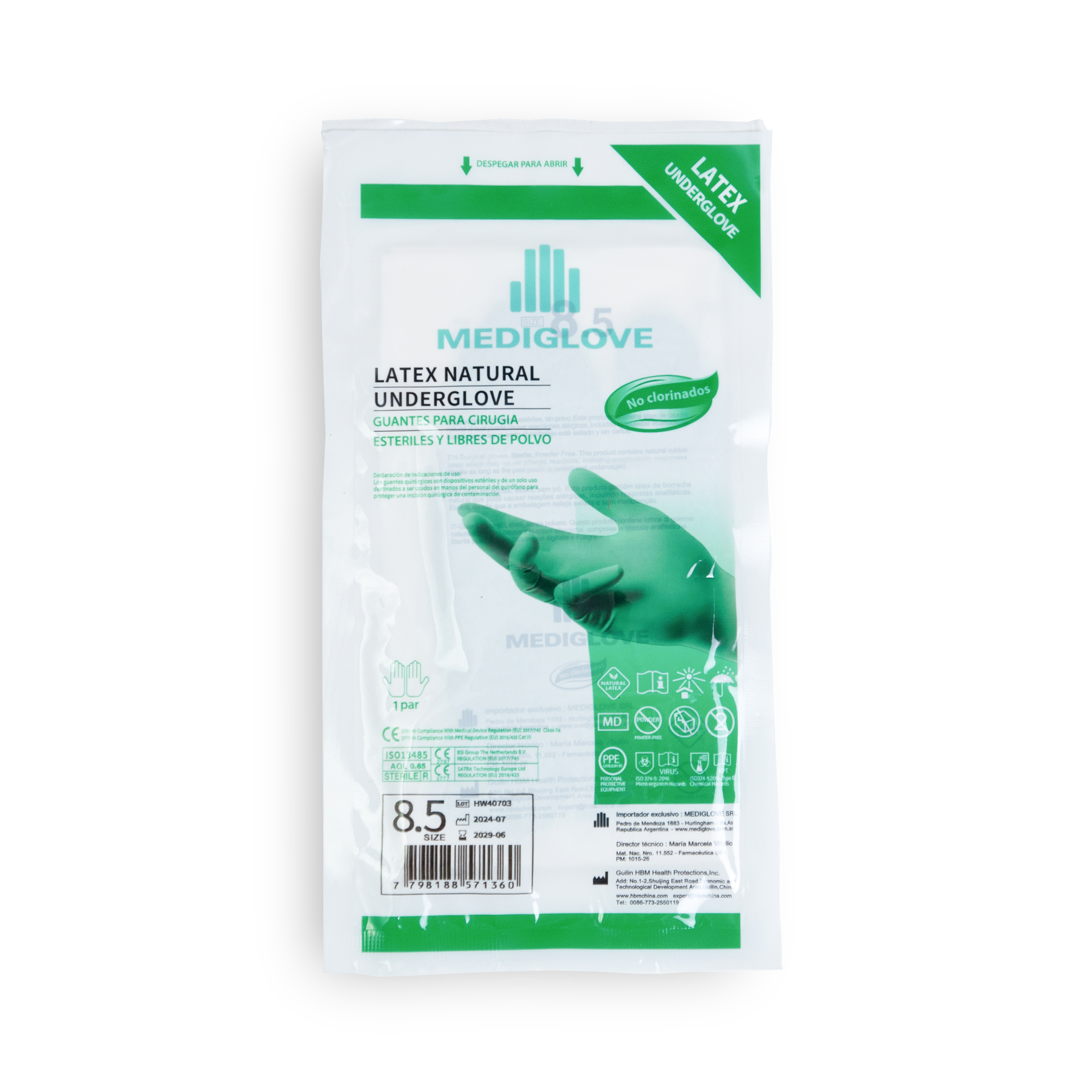Guantes para cirugía sin polvo LATEX UNDERGLOVE- PAR 